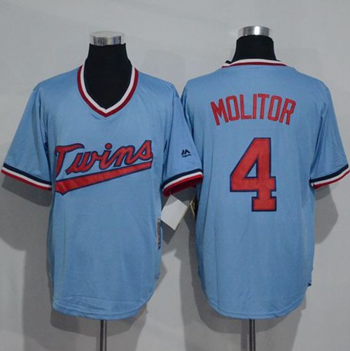 Twins #4 Paul Molitor Light Blue Cooperstown Throwback Stitched MLB Jersey - Click Image to Close
